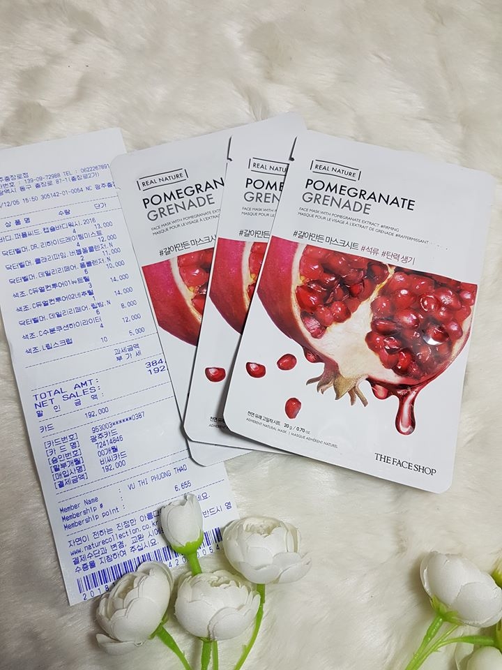 Mặt Nạ Lựu Cấp Nước Chống Lão Hoá The Face Shop Real Nature Pomegranate Mask Sheet.