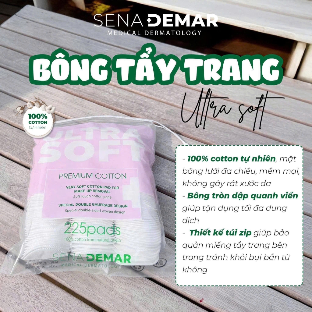 Bông Tẩy Trang SENADEMAR 225 Miếng