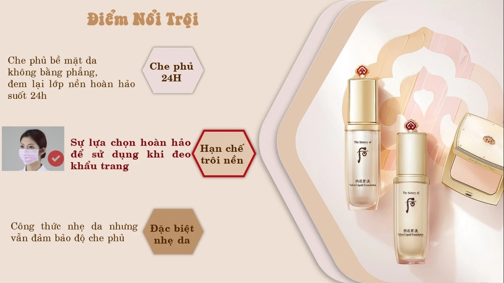 Kem nền The History Of Whoo Siêu Mịn, Che Phủ Tốt, Lâu Trôi Radiant Essence Foundation