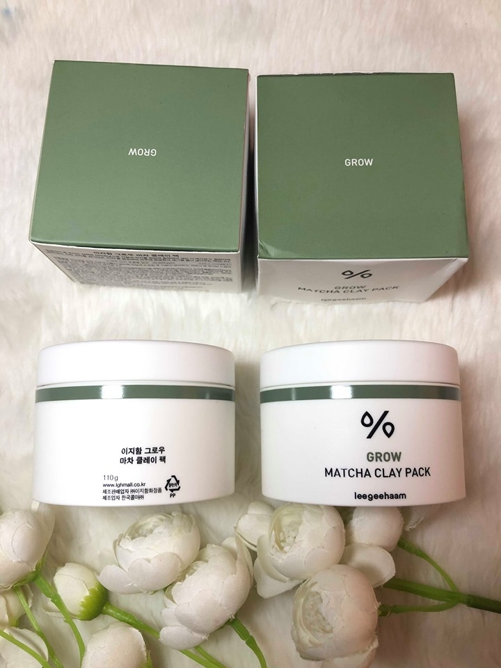 Mặt nạ bùn khoáng trà xanh Leegeehaam grow matcha clay pack (cho da mụn,mụn đầu đen, mụn ẩn....)