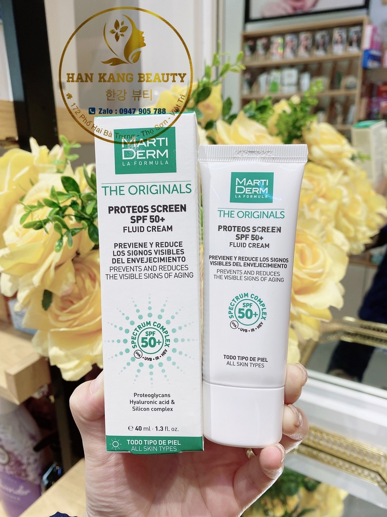 Kem Chống Nắng Phổ Rộng Toàn Diện Ngừa Lão Hóa, Phòng Chống Nám Quay Lại - MartiDerm The Originals Proteos Screen SPF50+ Fluid Cream