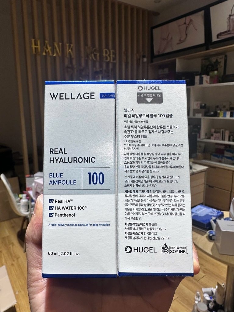Serum HA tươi + B5 Wellage Real Hyaluronic Blue Ampoule 60ml