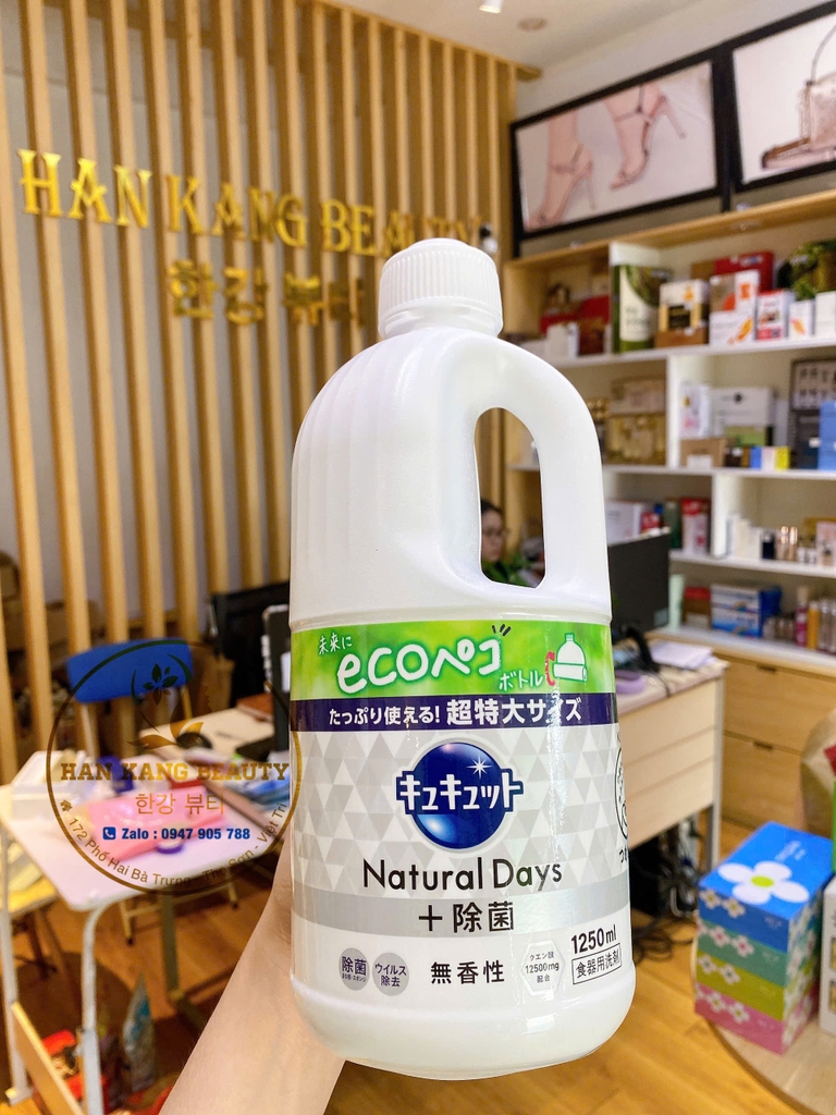 Nước rửa chén diệt khuẩn KAO Kyukyutto Clear 1380mL nội địa Nhật (có VAT)