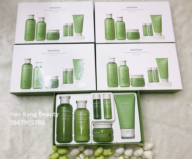 Sét dưỡng ẩm, se khít lỗ chân lông, phục hồi sau tổn thương, Innisfree Green Tea Balancing Skin Care Set EX 6sp