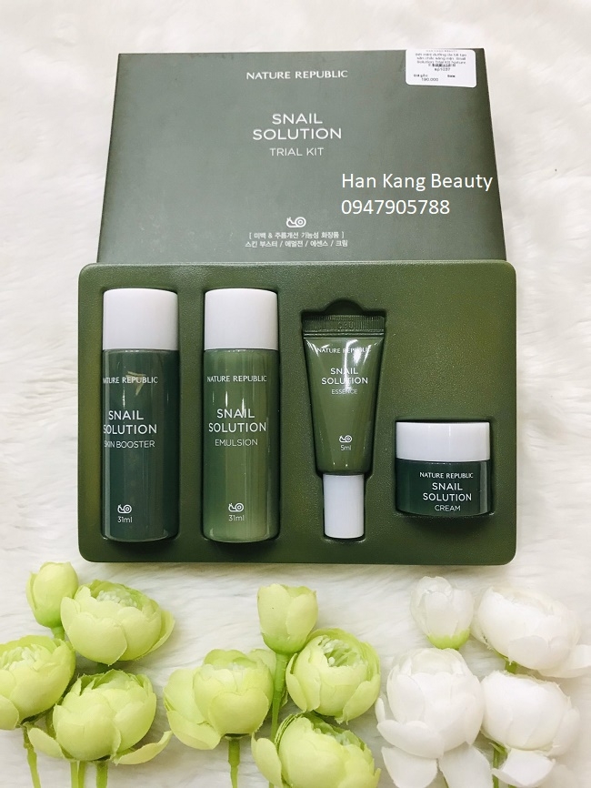 Sét mini dưỡng da tái tạo săn chắc sáng mịn  Snail Solution Trial Kit Nature Republic