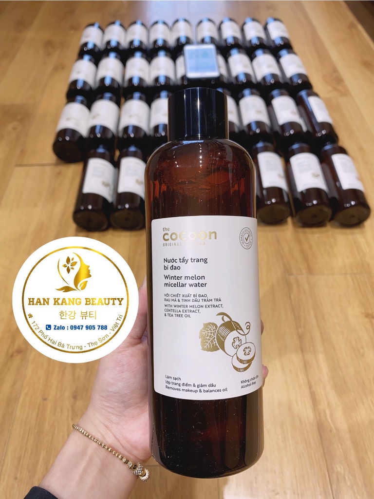 Nước tẩy trang bí đao Winter Melon Micellar water Cocoon tẩy sạch makeup giảm dầu 500ml