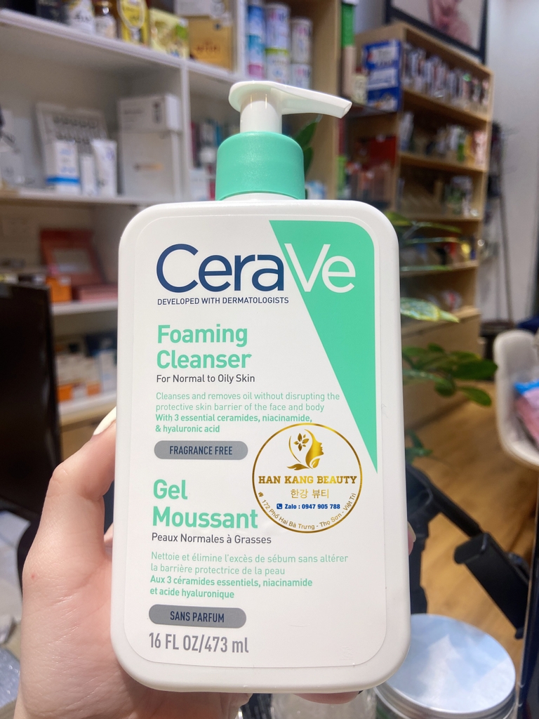 Sữa rửa mặt dịu nhẹ Cerave Foaming Cleanser For Normal to Oily skin Gel Moussant cho da dầu