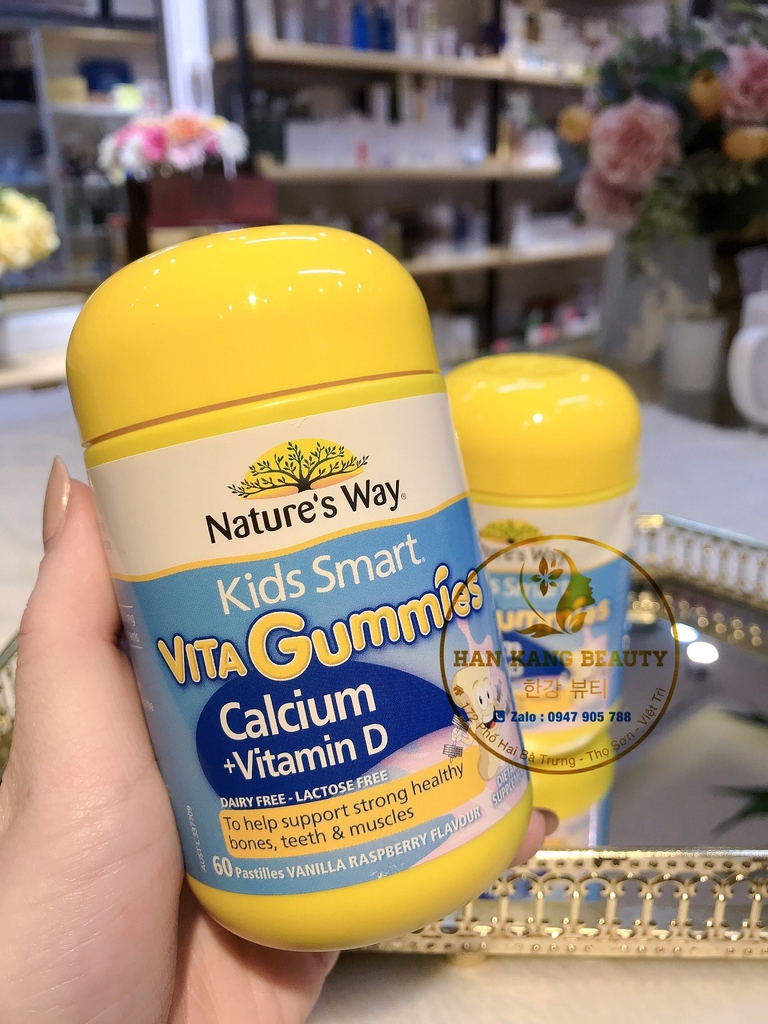 Kẹo bổ sung DHA bổ não, sáng mắt Nature’s Way Kids Smart Calcium+Vitamin D 300mg – 60 viên