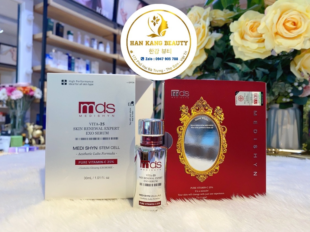 Serum ức chế sắc tố, mờ thâm nám, chống lão hoá Pure vitamin C 25% Medi Shyn Stem Cell