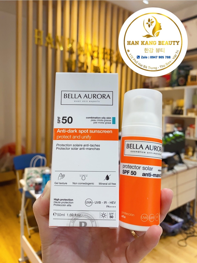 Kem Chống Nắng Ngừa Nám Bella Aurora Anti-Dark Spot Sunscreen Protects And Unify SPF50 50ml (Oily Skin - da dầu, da hỗn hợp)