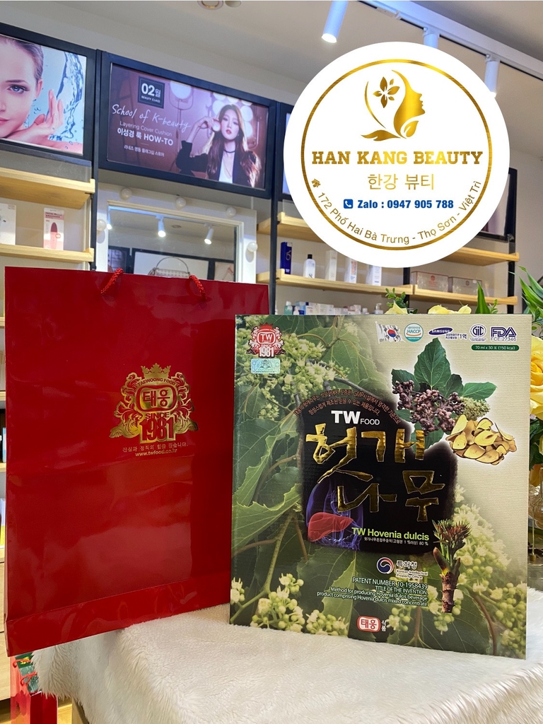 Nước Giải Độc Gan, Hỗ Trợ Phục Hồi Tế Bào Gan Hovenia Dulcis Taewoong Food hộp 30 gói