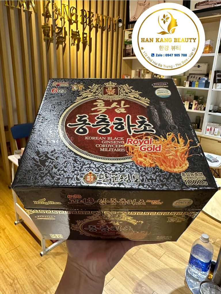 Cao Hắc Sâm Đông Trùng Kanghwa Korean Black Ginseng Cordyceps Militaris Royal Gold 1Kg