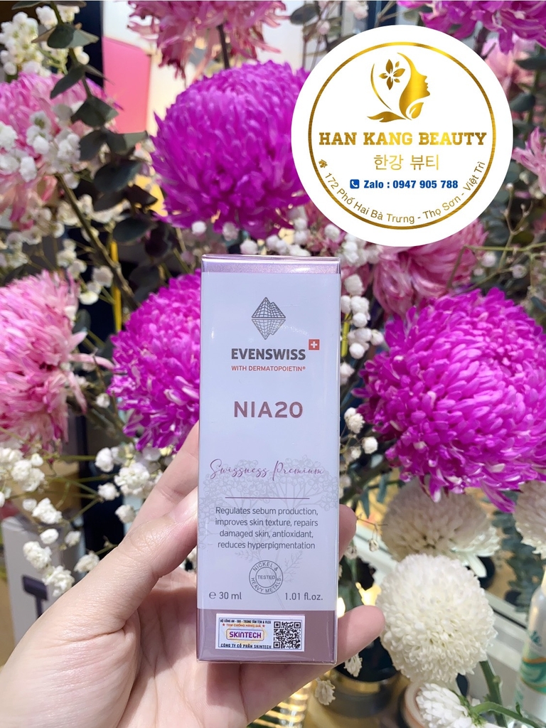 Serum Niacinamide 20% sáng da, thu nhỏ lỗ chân lông Evenswiss 30ml (hàng công ty)