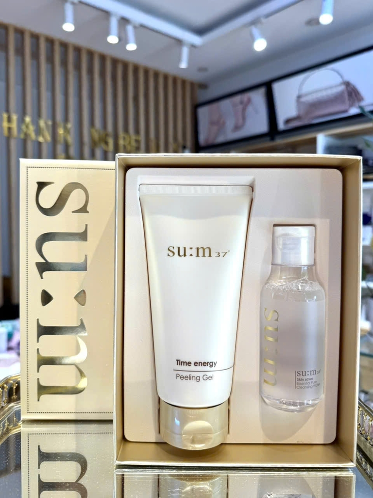 Set Tẩy Da Chết Sum37 Vàng Giúp Sạch Da, Tươi Sáng và Mềm Mịn Da Time Energy Peeling Gel 150ml+ nước tẩy trang 100ml
