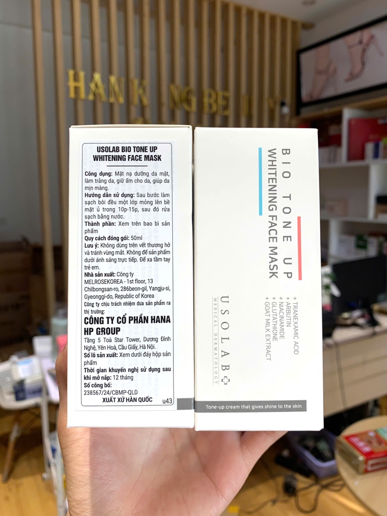 Mặt nạ ủ kích trắng da mặt Usolab Bio Tone Up Whitening Face Mask 50ml