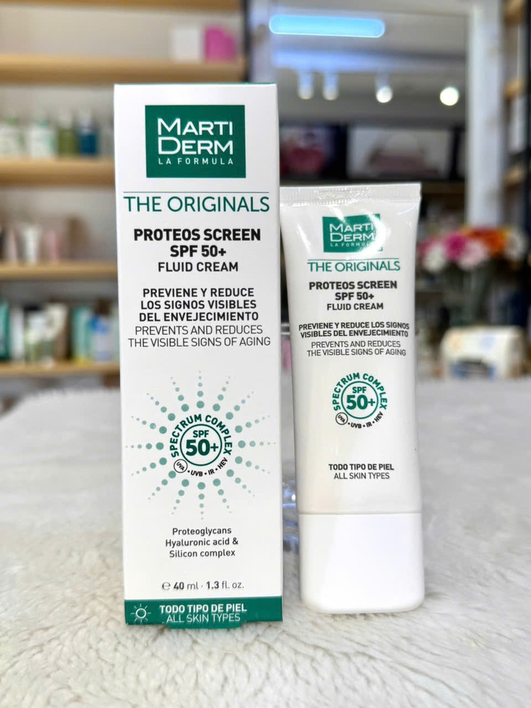 Kem Chống Nắng Phổ Rộng Ngừa Lão Hóa, Phòng Chống Nám- MartiDerm The Originals Proteos Screen SPF50+ Fluid Cream (Có VAT)