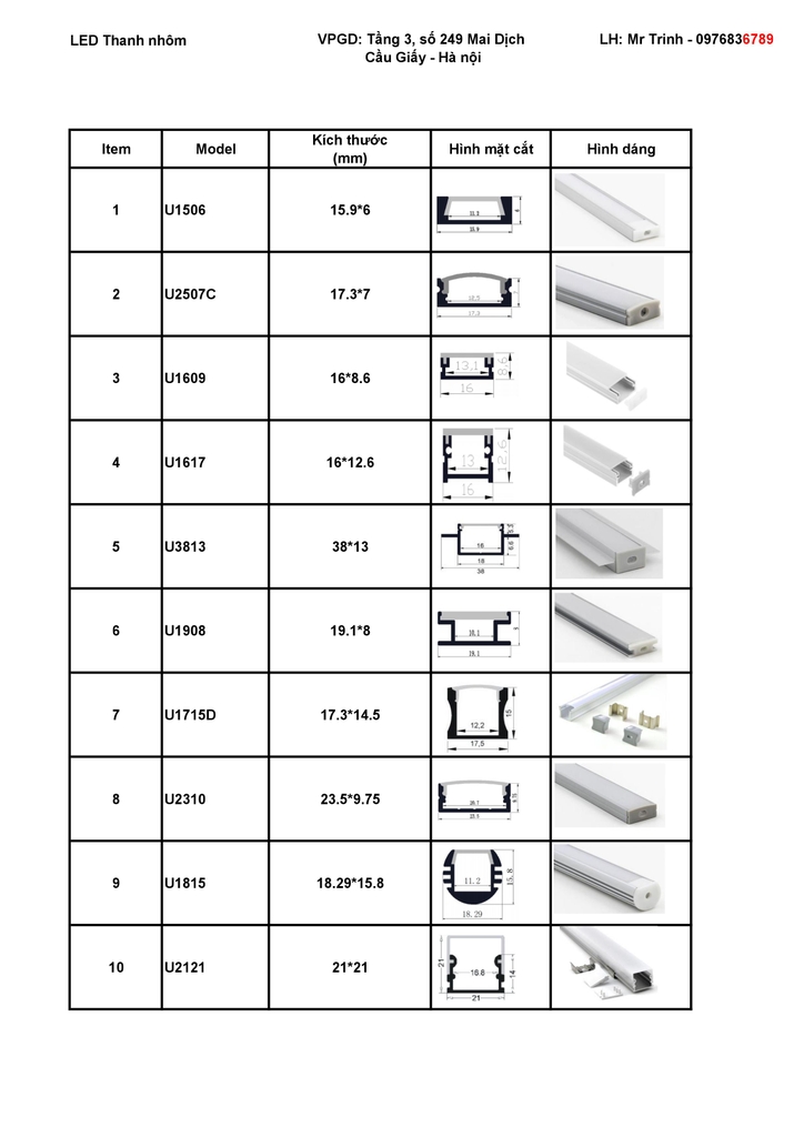 Catalogue led thanh nhôm 1