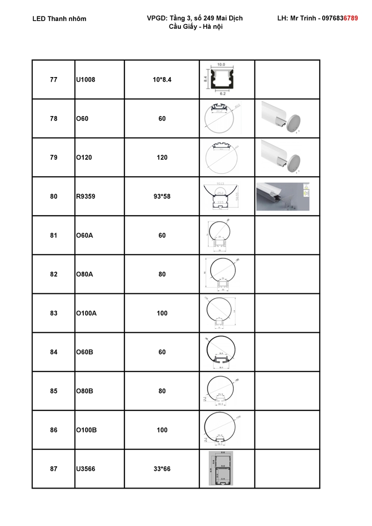 Catalogue led thanh nhôm 8