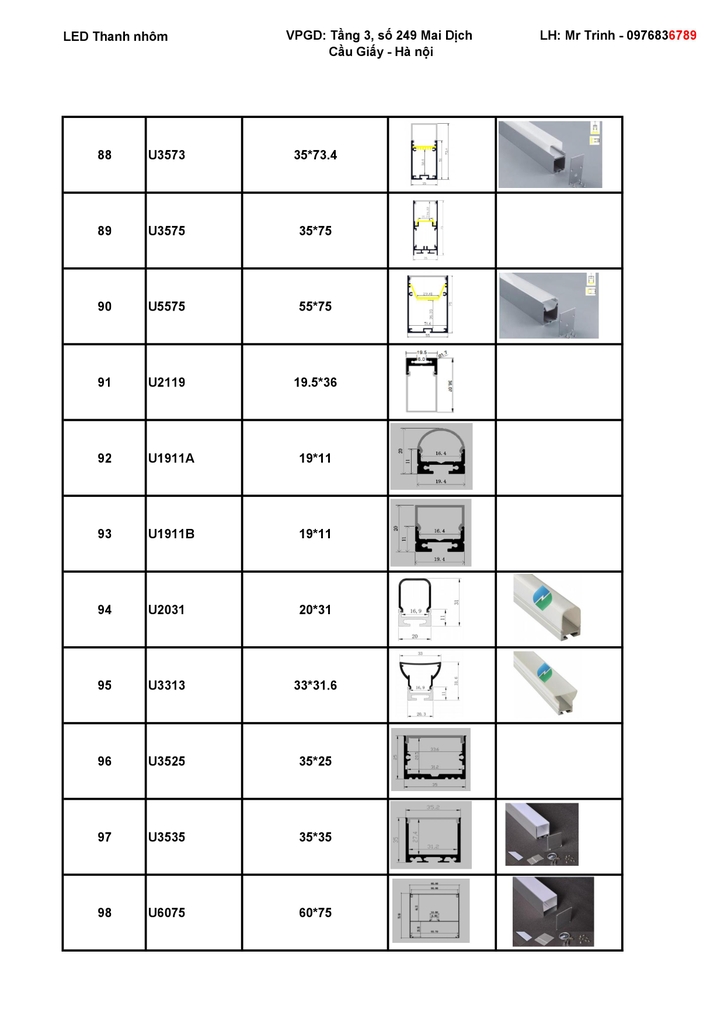 Catalogue led thanh nhôm 9