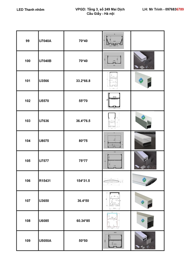 Catalogue led thanh nhôm 10