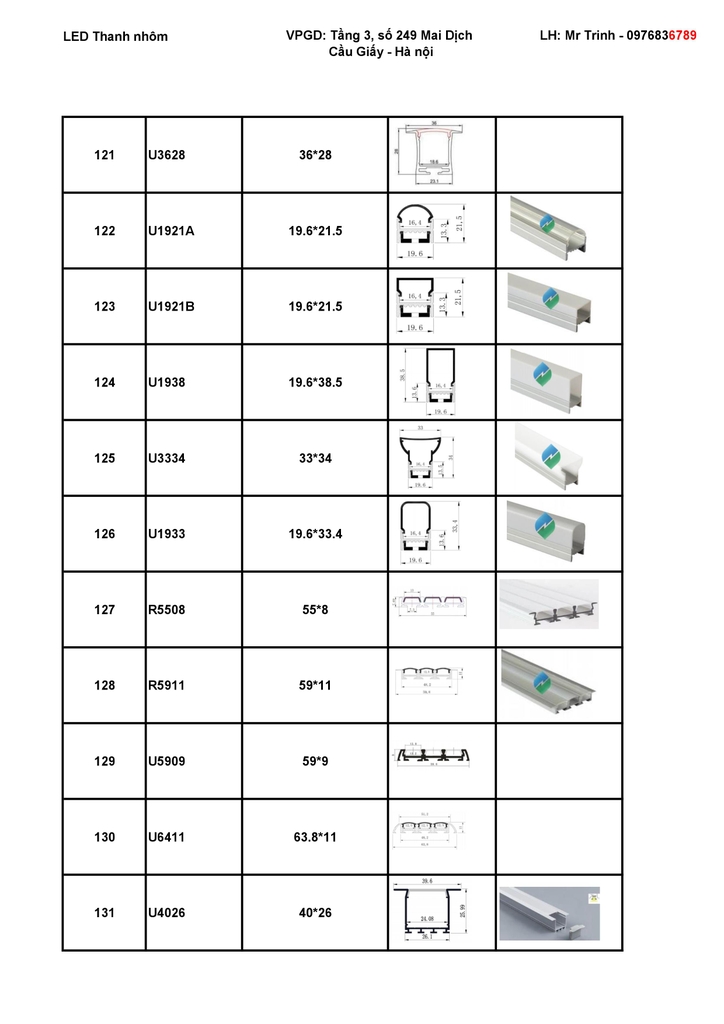 Catalogue led thanh nhôm 12