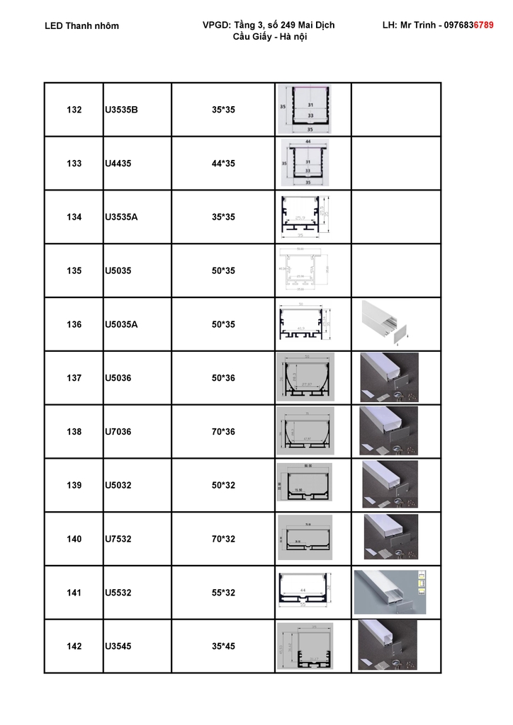 Catalogue led thanh nhôm 13