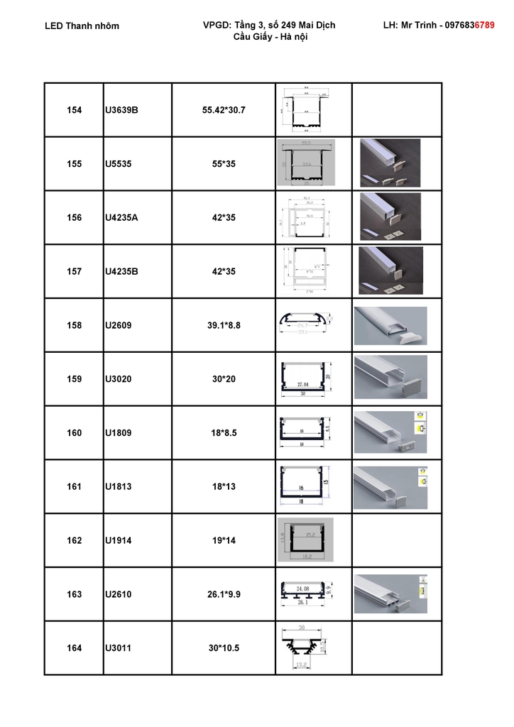 Catalogue led thanh nhôm 15