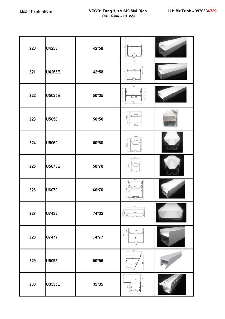 Catalogue led thanh nhôm 21