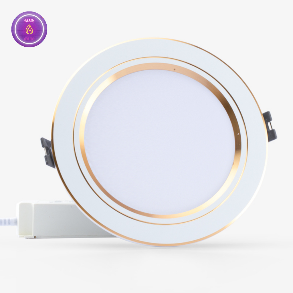 Đèn Âm Trần Downlight 9W Viền Vàng/BẠC Đế Nhôm Cao Cấp Đèn Led Âm Trần Đế Nhôm Chịu Nhiệt