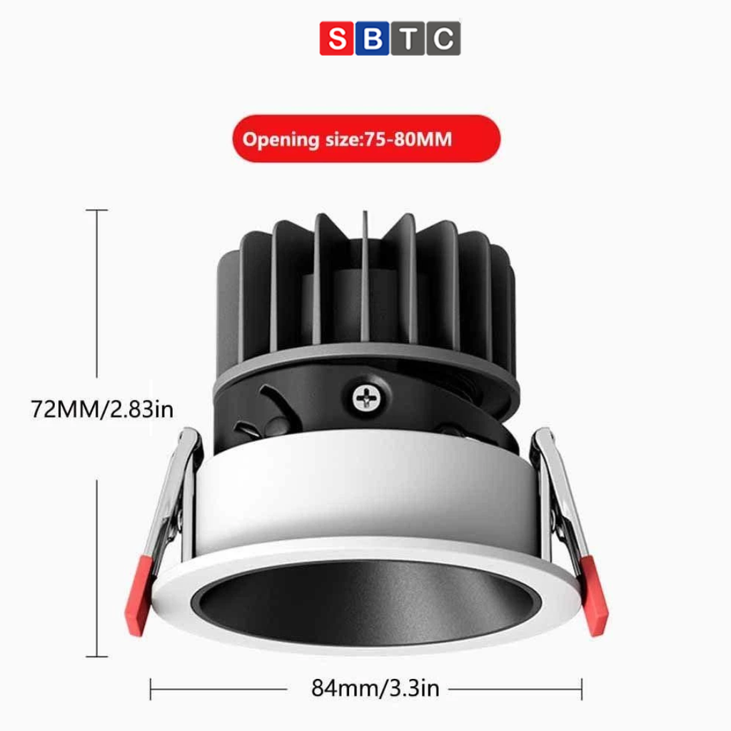 Đèn Spotlight Âm Tường Chống Chói Ánh Sáng 3 Màu Tiết Kiệm Năng