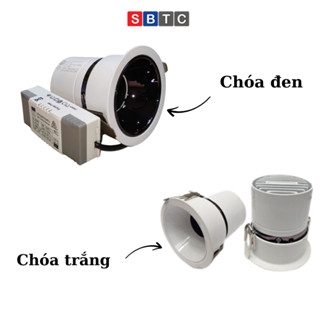 Đèn Âm Trần Chống Chói Spotlight Thân Nhôm Trắng Góc hiếu 24° Chip SAN'AN Nguồn PRI