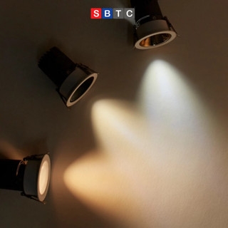 Đèn Âm Trần Chống Chói Spotlight Thân Nhôm Trắng Góc hiếu 24° Chip SAN'AN Nguồn PRI
