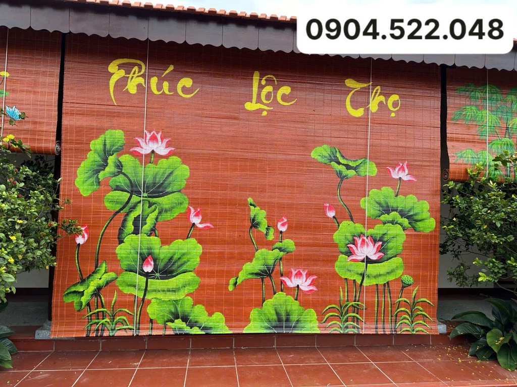 Mành trúc nghệ thuật vẽ tay