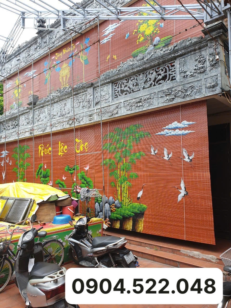 Mành trúc nghệ thuật vẽ tay