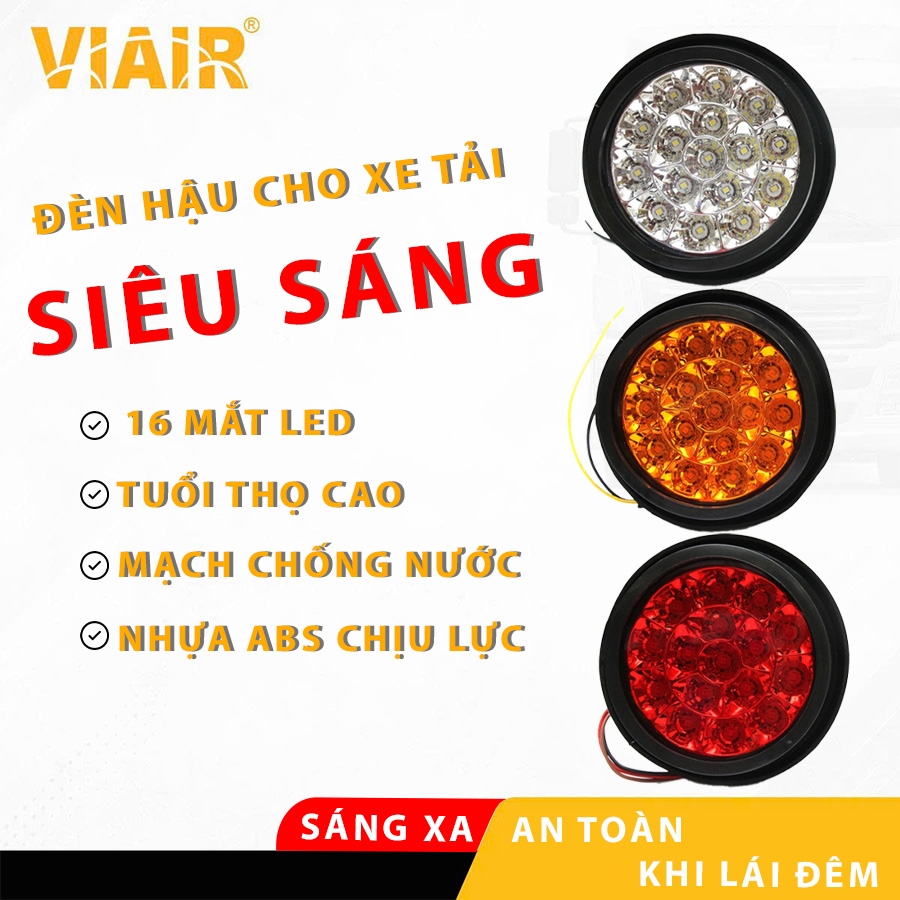 Đèn Hậu Xe Tải, Đèn Hậu  Led Tròn 130*45mm Điện Áp 12V/24V VIAIR VI-001