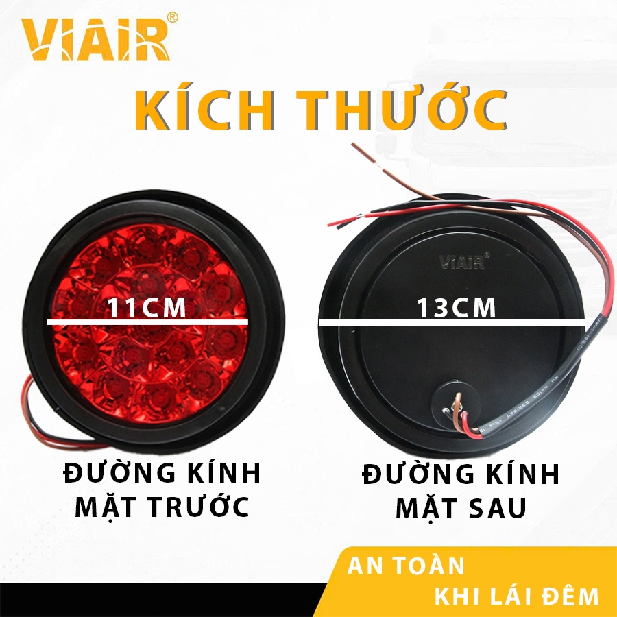 Đèn Hậu Xe Tải, Đèn Hậu  Led Tròn 130*45mm Điện Áp 12V/24V VIAIR VI-001