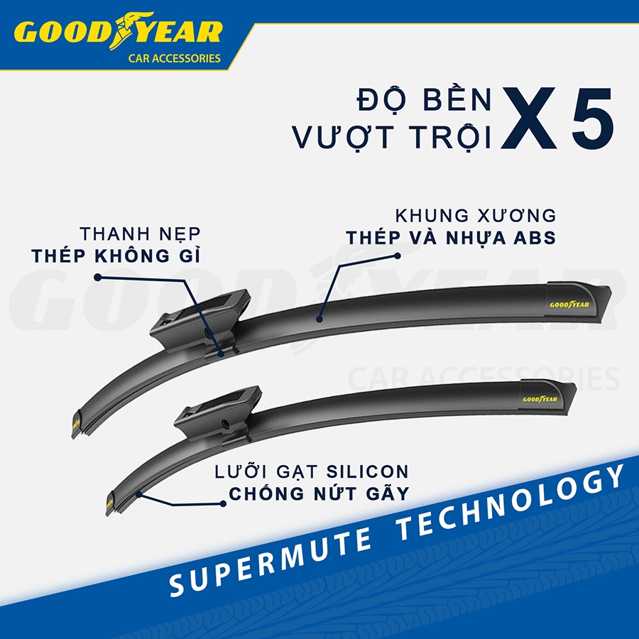 Gạt Mưa Xe Toyota Camry 2007-2011 GOODYEAR Siêu Êm Không Rít Size Chuẩn