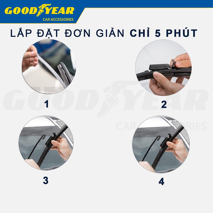Gạt Mưa Xe Toyota Vios 2008-2025 GOODYEAR Siêu Êm Không Rít Size Chuẩn