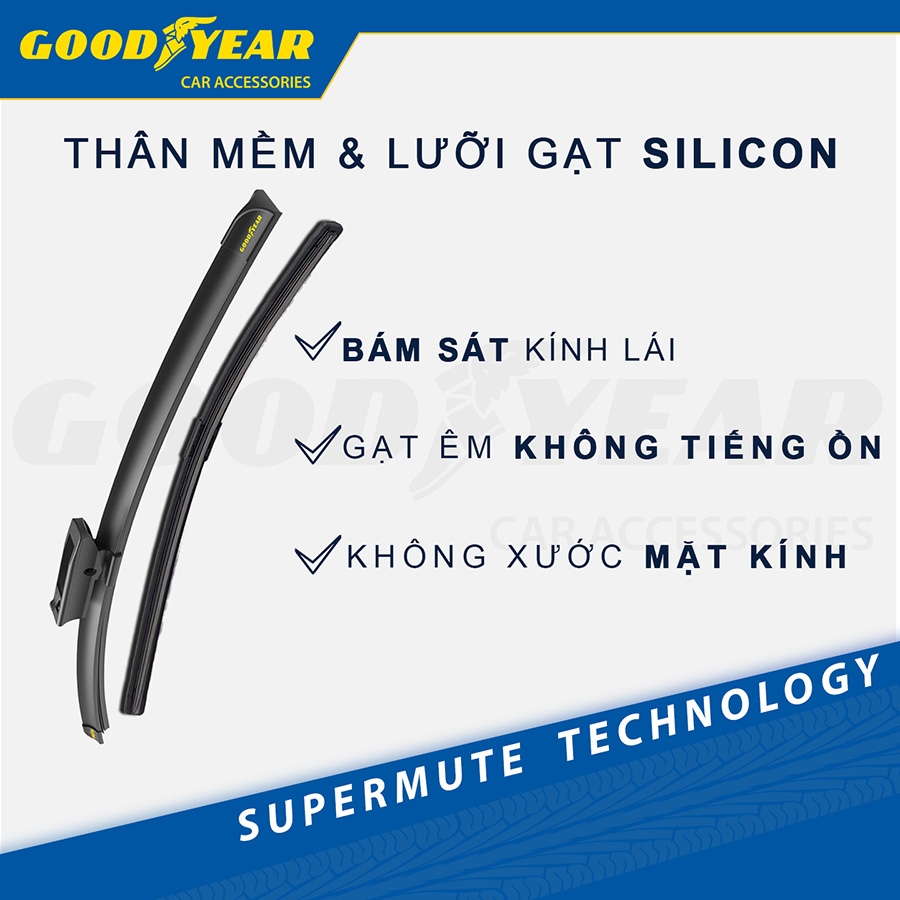 Gạt Mưa Xe VinFast VF5 2022 GOODYEAR Siêu Êm Không Rít Size Chuẩn