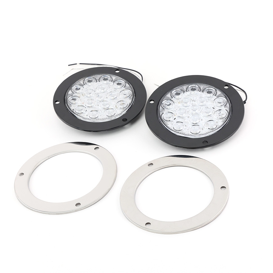 Combo 2 Đèn Led Tròn Siêu Mỏng Viền Xi VI-021 Trắng, Vàng, Đỏ ₵ 140*45mm 12V/24V