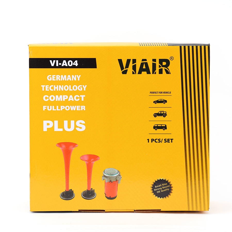 Kèn Sinh Hơi 2 Loa Đỏ 12V/24V Có Rờ Le (Kèm Mô Tơ Tạo Hơi A) VIAIR VI-A04 Còi Hơi Xe Tải, Ô Tô