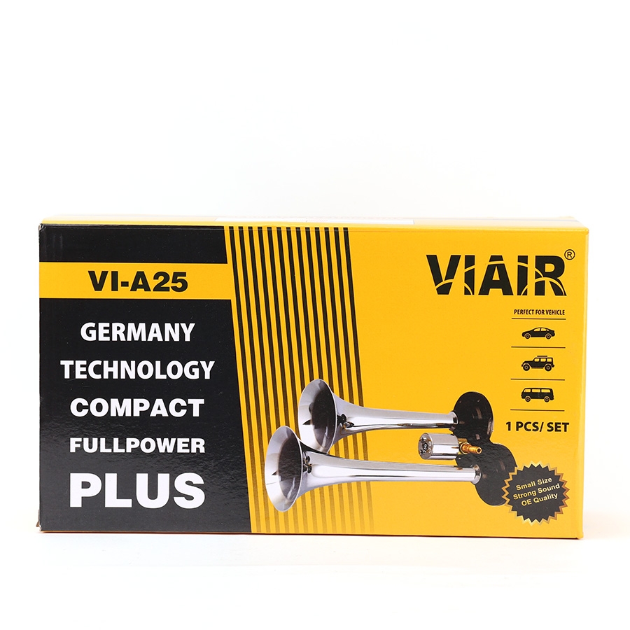 Kèn Sinh Hơi 2 Loa Xi 30*36CM 12V/24V Có Rờ Le VIAIR VI-A25, Còi Hơi Xe Tải, Ô Tô