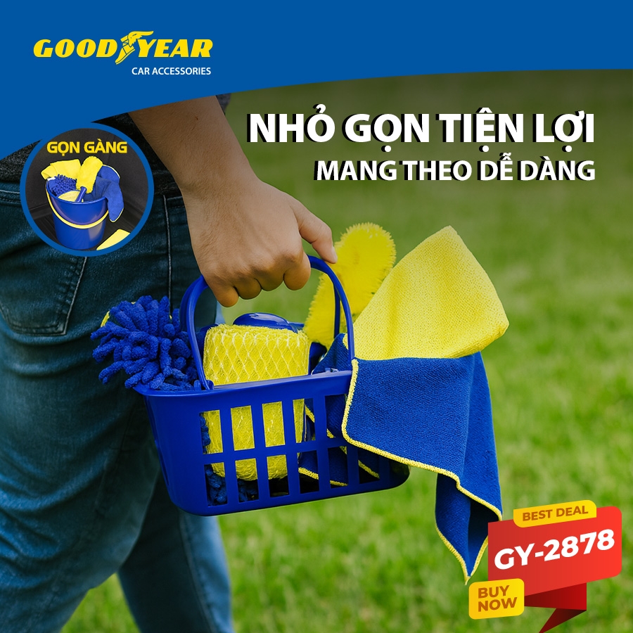 Bộ Rửa Xe Chuyên Nghiệp Dụng Cụ 5 Món Đa Năng Chăm Sóc Vệ Sinh Ô tô Xe Máy Tại Nhà GOODYEAR GY-2878
