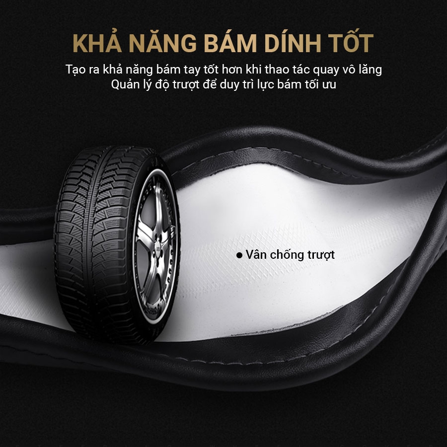 Bọc Vô Lăng CIND S049 Size M Màu Đen Kem - Nhập Khẩu Chính Hãng