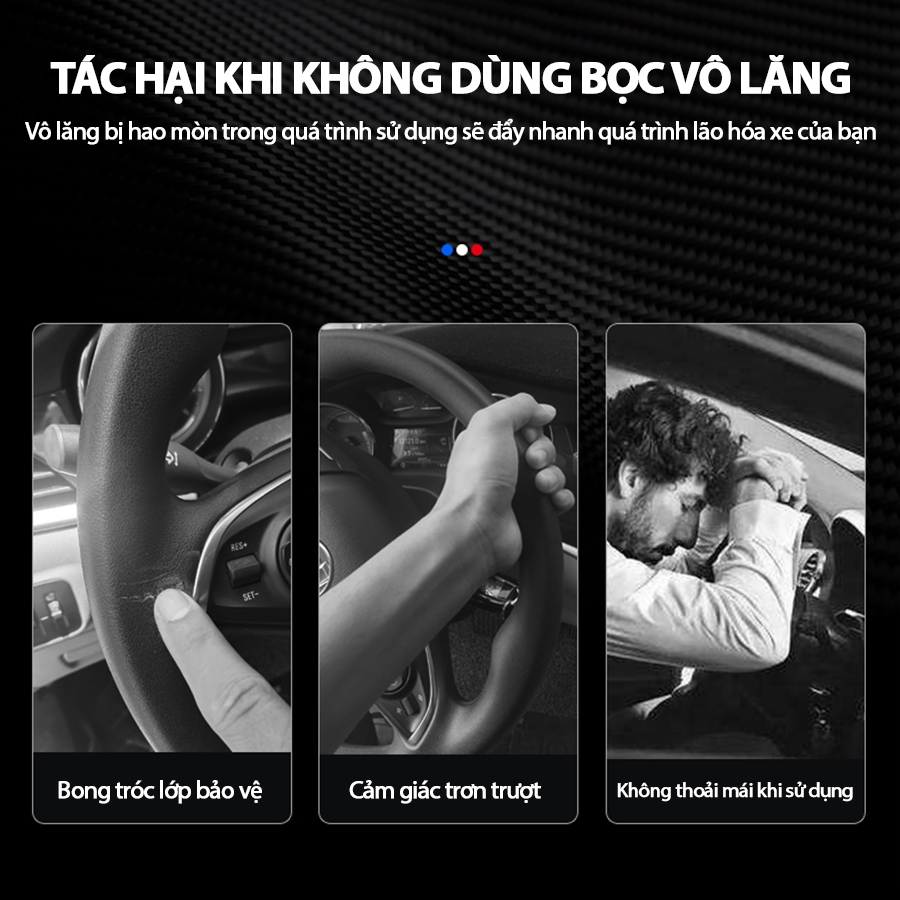 Bọc Vô Lăng CIND 5003 Size 4L Màu Đen Chỉ Đỏ - Nhập Khẩu Chính Hãng