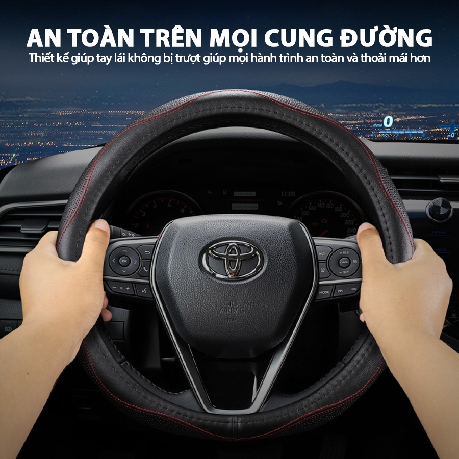 Bọc Vô Lăng CIND 5003 Size 4L Màu Đen Chỉ Đỏ - Nhập Khẩu Chính Hãng