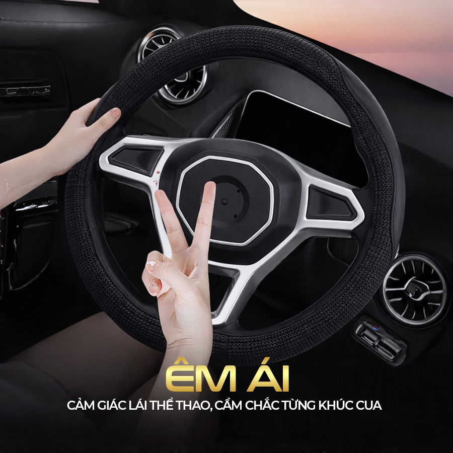 Bọc Vô Lăng CIND E011 Size M Màu Đen Da PU Lõi TPE Chống Trượt Siêu Êm - Nhập Khẩu Chính Hãng