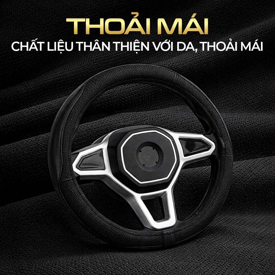 Bọc Vô Lăng CIND E011 Size M Màu Đen Da PU Lõi TPE Chống Trượt Siêu Êm - Nhập Khẩu Chính Hãng