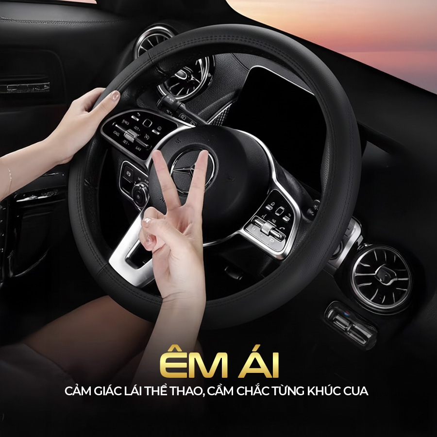 Bọc Vô Lăng CIND TP990 Size M Màu Đen Da PU Lõi TPE Chống Trượt Siêu Êm - Nhập Khẩu Chính Hãng