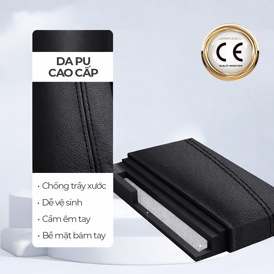 Bọc Vô Lăng CIND TP990 Size M Màu Đen Da PU Lõi TPE Chống Trượt Siêu Êm - Nhập Khẩu Chính Hãng